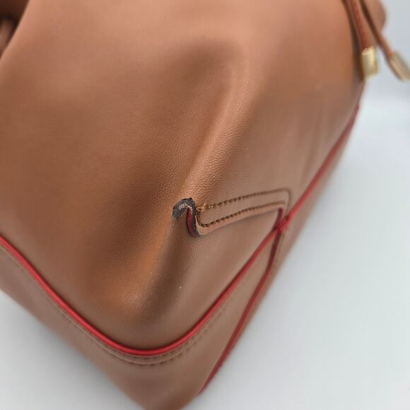 Vince Camuto Leila Brown Leather Drawstring Bucket Bag - Picture 9 of 15